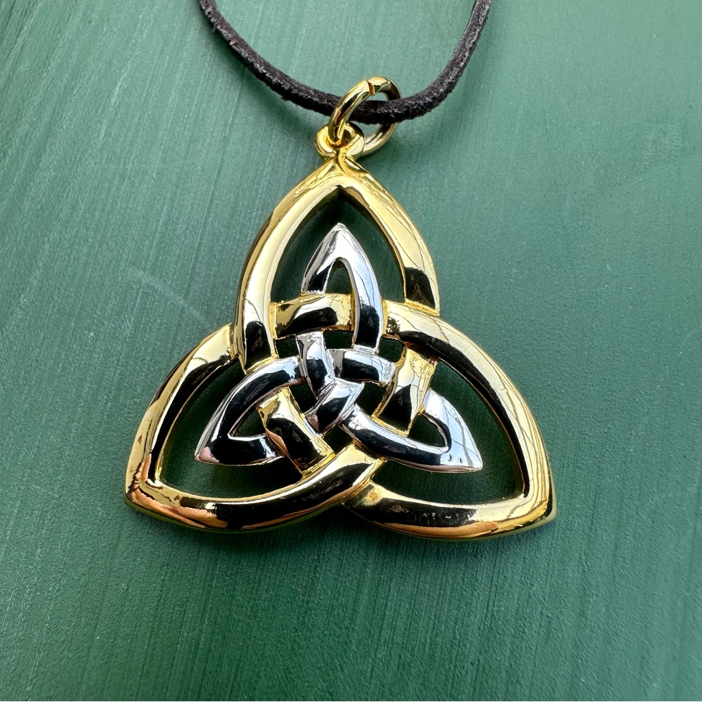 Solvar Gold And Silver Tone Celtic Knot Pendant Necklace- Signed Solvar Ireland